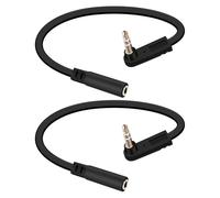 YANBORONSN Cavo di Prolunga Audio Piatto 3,5 mm, Cavo Audio Piatto Maschio a Femmina a 90 Gradi, Spinotti Jack 3,5 mm per Altoparlanti Domestici, Confezione da 2 (0,15 m)