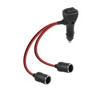 YANBORONSN Splitter per accendisigari da 1 a 2 prese, adattatore per accendisigari con doppio interruttore indipendente, 12 V 24 V, prolunga per accendisigari con fusibile da 15 A