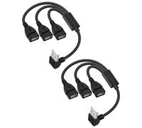 YANBORONSN Splitter USB angolato verso Giù,Hub USB 2.0 a 3 porte,cavo divisore a Y da USBA 1 maschio a 3 femmine con angolo di 90 gradi,supporta ricarica e trasferimento dati (0,3m, confezione da 2)
