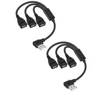 YANBORONSN Splitter USB angolato verso Sinistra,Hub USB2.0 a 3 porte,cavo divisore a Y da USBA 1maschio a 3femmine con angolo di 90 gradi,supporta ricarica e trasferimento dati (0,3m, confezione da 2)