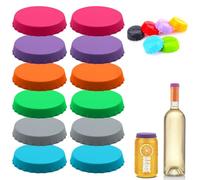 YanBous 12 chiusure per lattine in silicone e 12 tappi per bottiglie in gomma, Riutilizzabili, Colorati, per birra fatta in casa e bevande analcoliche