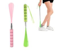 YanBous 2 Pezzi Calzascarpe Shoe Horn Lungo Metallo Plastica Piccolo Telescopio 70 cm per Uomini Donne Bambini Anziani（verde 、rosa）