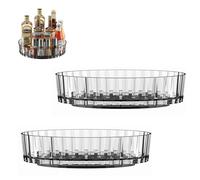 YanBous 2 pezzi Organizer da cucina, piccolo piatto girevole in plastica senza BPA per dispensa, portaspezie rotante per barattoli e spezie, trasparente, 21 cm