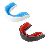 YanBous 2 Pezzi Protezione Denti Sportiva, Paragengive Sportivo, con Box Igiene Portatile, per Rugby, Boxe, Hockey, MMA, Arti Marziali, Kickboxing, Judo, Boxe (nero rosso/bianco blu)