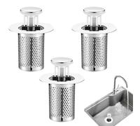 YanBous 2 Pezzi Tappi per Lavandino Pop-Up per Dimensioni di Scarico 34-40mm, Colino di Scarico Universale con Filtro Anti-Intasamento e Nucleo a Rimbalzo, Adatto per Cucina, Bagno e Balcone