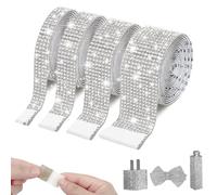 YanBous 4 Rotoli di Nastro Adesivo in Cristallo Strass, 1 Yard di Pietre Scintillanti Argento, Nastro Decorativo Fai Da Te con Strass per Auto, Decorazioni Nuziali, 9/13/18/22mm(Argento)