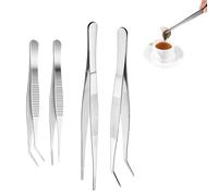 YanBous Pinzette curve versatili, punta smussata da 12,5/20 cm, manico antiscivolo, in acciaio inossidabile di alta qualità, set da 4, ideali per acquariofilia, lavori manuali, cucina e riparazioni.