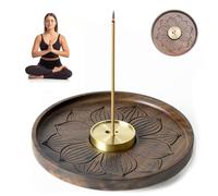 YanBous Porta-Incenso In Legno Di Noce Nero - Incensiere Artigianale Stile Zen Per Un'Atmosfera Rilassante, Ideale Per L'Arredamento Interno, Esperienza Aromatica Durante Meditazione E Yoga