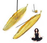 YanBous Portaincenso design foglia 21 cm con chiocciola decorativa, portaincenso bastoncino, porta incensi per bastoncini adatto per la meditazione e il relax in casa e in ufficio