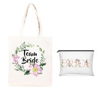 YanBous Set Accessori per Sposa 2 Pezzi - Borsa da Sposa in Tela e Pochette per Trucco, Ideale per Addio al Nubilato, Matrimonio, Fedi Nuziali & Luna di Miele, Perfetto Regalo per la Sposa