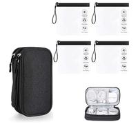 YanBous Set da 4 Borse da Toilette per la Sicurezza Aeroportuale - Sacchetti per Liquidi a Prova di Perdite 20x20cm, con Organizzatore Universale per Cavi, Borse da Toilette Trasparenti e Impermeabili