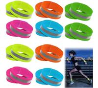 YanBous Set di 10 Fascette Riflettenti, Doppie Bande Riflettenti per Jogging all'Aperto, Clip per Pantaloni da Bicicletta