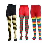 YanBous Set di 3 Calze a Righe per Bambini - Vari Colori e Design, per Ragazze e Ragazzi, Perfette per Carnevale, Halloween, Cosplay, Esibizioni di Danza & Feste, Taglia 70 cm