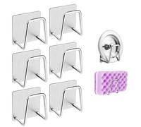 YanBous Set di 6 Portaspugne Adesivi per Cucina, Impermeabili, in Acciaio Inossidabile Lucido, Ideale per Conservare le Spugne da Pulizia, per Cucina e Bagno