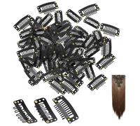 YanBous Set di 80 Clip per Estensioni Capelli, Clip Nere, Clip a Forma di U con 6 Denti, Clip a Pettine con 9 Denti, Silicone per Parrucche e Extensions