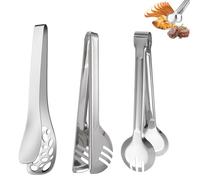YanBous Set di pinze da cucina in acciaio inox 3 pezzi - Utilizzo versatile per filtrare olio, pasta, insalata, carne alla griglia e altro - Pinze robuste per cucina, grigliate e servizio