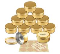 YANCAER 10 pezzi Barattoli di alluminio 150ml Oro - D83mm x H34mm Scatola Rotonda in Alluminio con Tappo a Vite Contenitori in Metallo per Lozione Crema Maschera Mini Candela