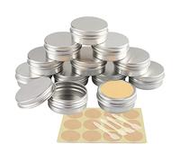 YANCAER 10 pezzi Barattoli di alluminio 15ml Argento - D41mm x H17mm Scatola Rotonda in Alluminio con Tappo a Vite Contenitori in Metallo per Lozione Crema Maschera Mini Candela