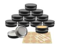 YANCAER 10 pezzi Barattoli di alluminio 30ml Nero lucido - D52mm x H21mm Scatola Rotonda in Alluminio con Tappo a Vite Contenitori in Metallo per Lozione Crema Maschera Mini Candela