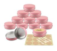 YANCAER 10 pezzi Barattoli di alluminio 30ml Rosa - D52mm x H21mm Scatola Rotonda in Alluminio con Tappo a Vite Contenitori in Metallo per Lozione Crema Maschera Mini Candela