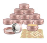 YANCAER 10 pezzi Barattoli di alluminio 30ml Rosa opaco - D52mm x H21mm Scatola Rotonda in Alluminio con Tappo a Vite Contenitori in Metallo per Lozione Crema Maschera Mini Candela