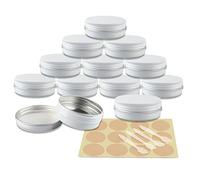 YANCAER 10 pezzi Barattoli di alluminio 60ml Bianco - D68mm x H27mm Scatola Rotonda in Alluminio con Tappo a Vite Contenitori in Metallo per Lozione Crema Maschera Mini Candela