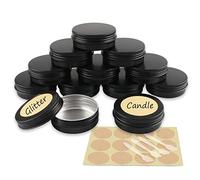 YANCAER 10 pezzi Barattoli di alluminio 60ml Nero opaco - D68mm x H27mm Scatola Rotonda in Alluminio con Tappo a Vite Contenitori in Metallo per Lozione Crema Maschera Mini Candela