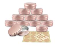 YANCAER 10 pezzi Barattoli di alluminio 60ml Rosa opaco - D68mm x H27mm Scatola Rotonda in Alluminio con Tappo a Vite Contenitori in Metallo per Lozione Crema Maschera Mini Candela