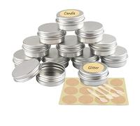 YANCAER 100 Pezzi Barattoli di alluminio 10ml Argento - D35mm x H17mm Scatola Rotonda in Alluminio con Tappo a Vite Contenitori in Metallo per Lozione Crema Maschera Mini Candela