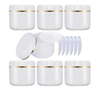 YANCAER 12 Pezzi 250 g Bianco Contenitori Cosmetici, 250 ml Plastica Crema Barattoli Vasetto Vuoto di Bordo Oro, Imbottitura interna per Stoccaggio di Viaggi Maschera Cream gli occhi