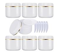 YANCAER 24 Pezzi 250 g Bianco Contenitori Cosmetici, 250 ml Plastica Crema Barattoli Vasetto Vuoto di Bordo Oro, Imbottitura interna per Stoccaggio di Viaggi Maschera Cream gli occhi