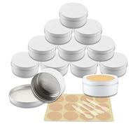 YANCAER 24 Pezzi Barattoli di alluminio 150ml Bianco - D83mm x H34mm Scatola Rotonda in Alluminio con Tappo a Vite Contenitori in Metallo per Lozione Crema Maschera Mini Candela