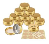 YANCAER 24 Pezzi Barattoli di alluminio 30ml Oro - D52mm x H21mm Scatola Rotonda in Alluminio con Tappo a Vite Contenitori in Metallo per Lozione Crema Maschera Mini Candela