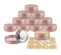 YANCAER 24 Pezzi Barattoli di alluminio 30ml Rosa opaco - D52mm x H21mm Scatola Rotonda in Alluminio con Tappo a Vite Contenitori in Metallo per Lozione Crema Maschera Mini Candela