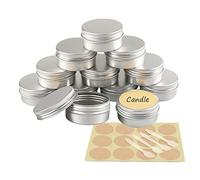 YANCAER 24 Pezzi Barattoli di alluminio 50ml Argento - D57mm x H28mm Scatola Rotonda in Alluminio con Tappo a Vite Contenitori in Metallo per Lozione Crema Maschera Mini Candela