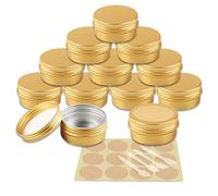 YANCAER 24 Pezzi Barattoli di alluminio 50ml Oro - D57mm x H28mm Scatola Rotonda in Alluminio con Tappo a Vite Contenitori in Metallo per Lozione Crema Maschera Mini Candela