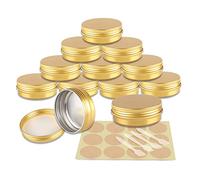 YANCAER 24 Pezzi Barattoli di alluminio 60ml Oro - D68mm x H27mm Scatola Rotonda in Alluminio con Tappo a Vite Contenitori in Metallo per Lozione Crema Maschera Mini Candela