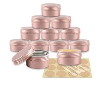 YANCAER 24 Pezzi Barattoli di alluminio 80ml Rosa opaco - D68mm x H36mm Scatola Rotonda in Alluminio con Tappo a Vite Contenitori in Metallo per Lozione Crema Maschera Mini Candela