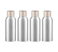 YANCAER 4 Pezzi 100ml Argent Cosmético Portátil Botellas Dosatori Vuote in Alluminio con Coperchio in Alluminio Oro Opaco, Rechargeable pour liquides, huiles, cosmétiques, voyages et préparations DIY