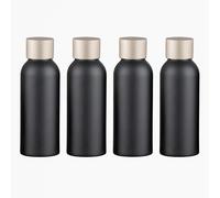 YANCAER 4 Pezzi 100ml Nero Cosmético Portátil Botellas Dosatori Vuote in Alluminio con Coperchio in Alluminio Oro Opaco, Rechargeable pour liquides, huiles, cosmétiques, voyages et préparations DIY