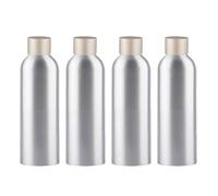 YANCAER 4 Pezzi 200ml Argent Cosmético Portátil Botellas Dosatori Vuote in Alluminio con Coperchio in Alluminio Oro Opaco, Rechargeable pour liquides, huiles, cosmétiques, voyages et préparations DIY