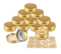 YANCAER 50 Pezzi Barattoli di alluminio 30ml Oro - D52mm x H21mm Scatola Rotonda in Alluminio con Tappo a Vite Contenitori in Metallo per Lozione Crema Maschera Mini Candela