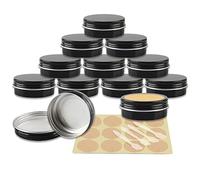 YANCAER 50 Pezzi Barattoli di alluminio 60ml Nero lucido - D68mm x H27mm Scatola Rotonda in Alluminio con Tappo a Vite Contenitori in Metallo per Lozione Crema Maschera Mini Candela