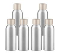 YANCAER 6 Pezzi 100ml Argent Cosmético Portátil Botellas Dosatori Vuote in Alluminio con Coperchio in Alluminio Oro Opaco, Rechargeable pour liquides, huiles, cosmétiques, voyages et préparations DIY