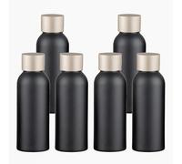 YANCAER 6 Pezzi 100ml Nero Cosmético Portátil Botellas Dosatori Vuote in Alluminio con Coperchio in Alluminio Oro Opaco, Rechargeable pour liquides, huiles, cosmétiques, voyages et préparations DIY