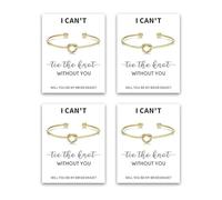 YANCHUN Braccialetti da damigella d'onore in oro con nodo d'amore da donna Tie the Knot Braccialetto per damigella d'onore con un biglietto I Can't Tie the Knots without You Will You Be My Bridesmaids