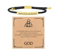 YANCHUN Braccialetto con scritta "God Is First I Am Second God Is First", regolabile, gioiello ispiratore, regalo cristiano, motivazionale, alla moda, Grande, Acciaio inossidabile, Nessuna pietra