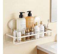 YancLife Mensola da doccia con ventosa, organizer per doccia, senza fori, per barattoli di spezie e shampoo, mensola da bagno da parete per cucina, soggiorno, camera da letto, ufficio, beige