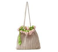 Yancremio Borsa A Spalla Grande Da Donna Intrecciata Con Fiori 3D (B)