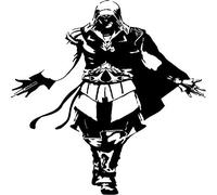 YANDAOFANG Adesivo da Muro Assassin's Creed - Ezio Auditore, Adesivo in Vinile Rimovibile, Decorazione per Stanza da Gioco o Camera da Letto, Arte Nera e Bianca 63X45 cm